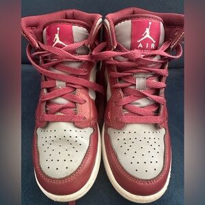Nike Air Jordan Kids' Burgundy and Gray Sneakers